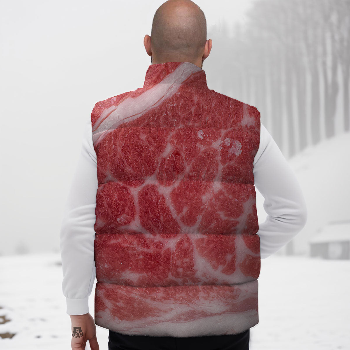 Meat Wagyu Beef Print Down Vest