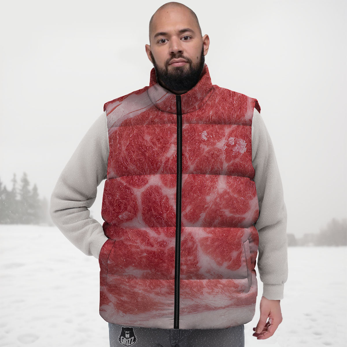 Meat Wagyu Beef Print Down Vest