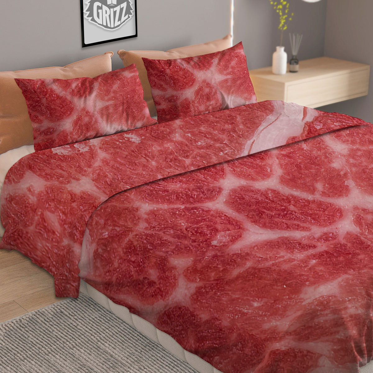 Meat Wagyu Beef Print Duvet Cover Bedding Set