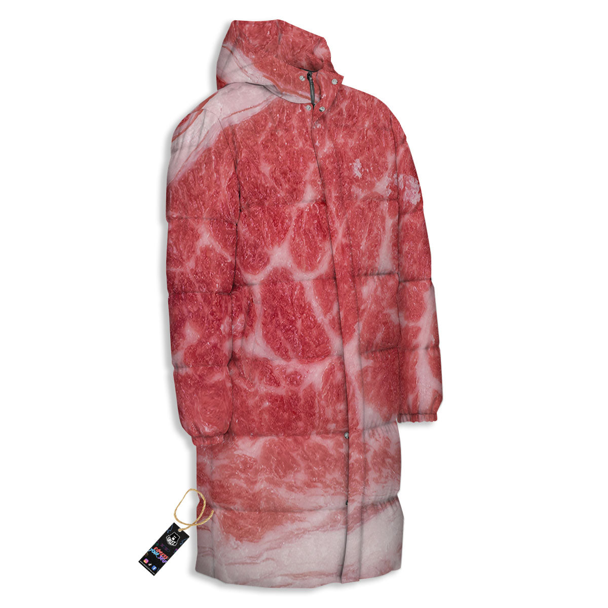 Meat Wagyu Beef Print Long Down Jacket-grizzshop