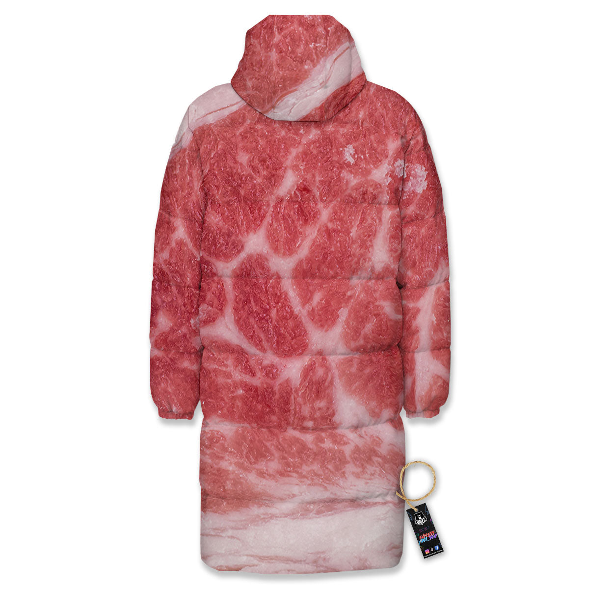 Meat Wagyu Beef Print Long Down Jacket-grizzshop