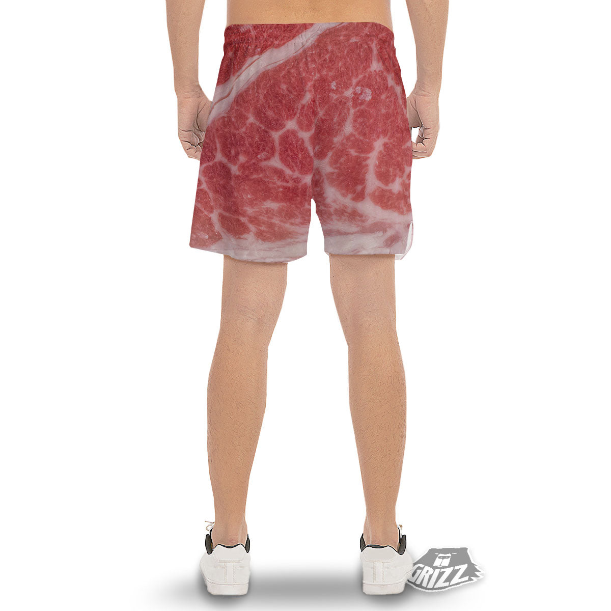 Meat Wagyu Beef Print Men's Gym Shorts-grizzshop