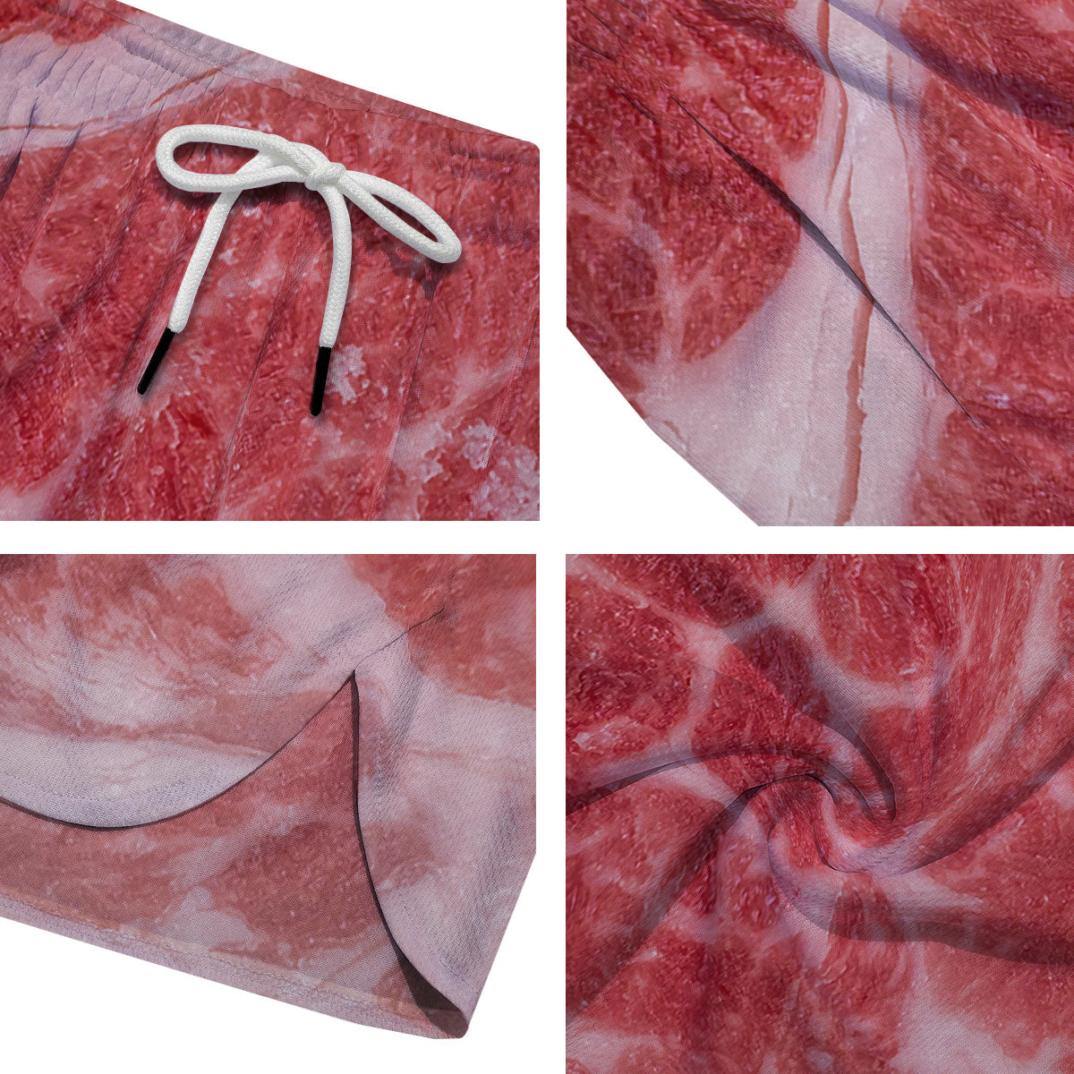 Meat Wagyu Beef Print Men's Running Shorts-grizzshop