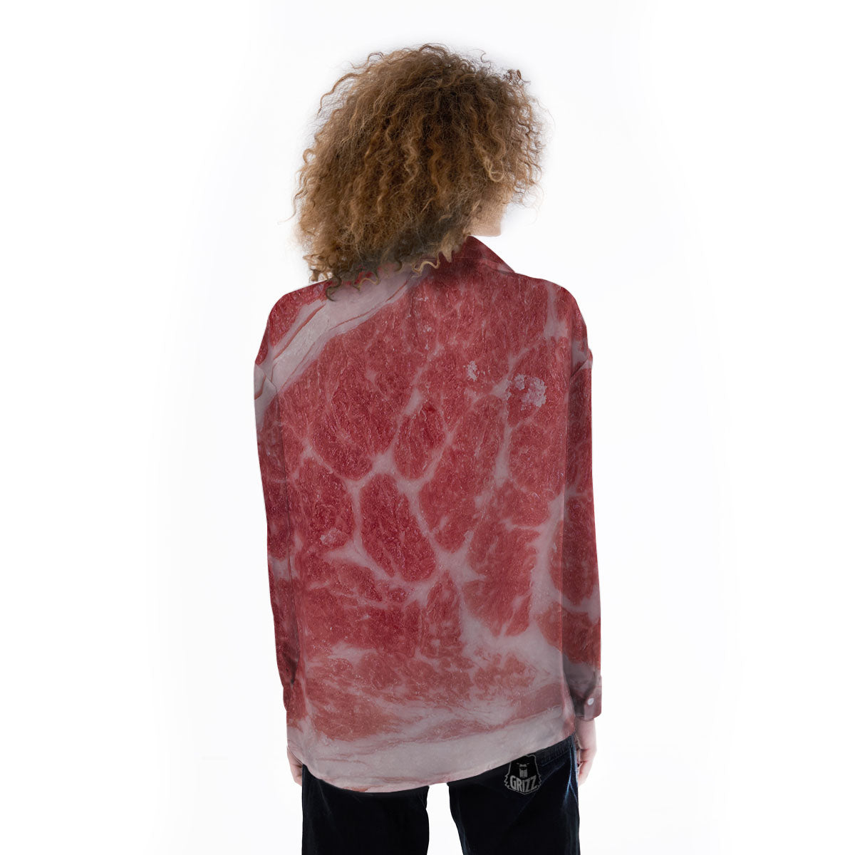 Meat Wagyu Beef Print Women's Long Sleeve Shirts-grizzshop
