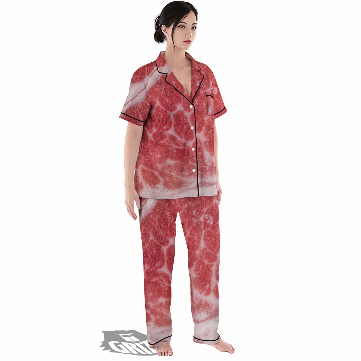 Meat Wagyu Beef Print Women's Pajamas Set-grizzshop