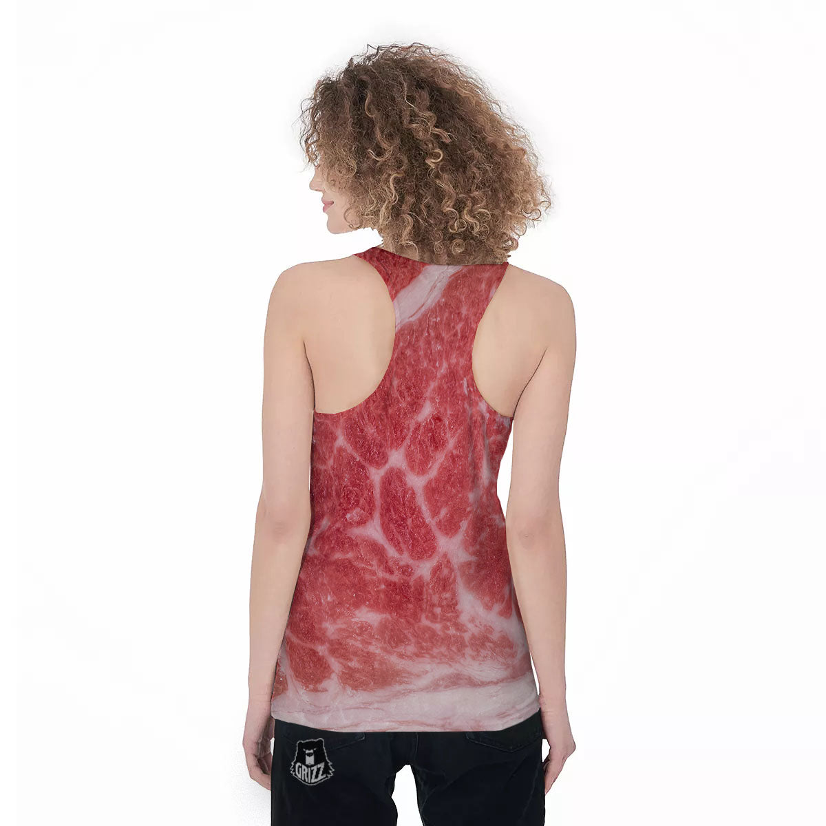 Meat Wagyu Beef Print Women's Racerback Tank Top-grizzshop