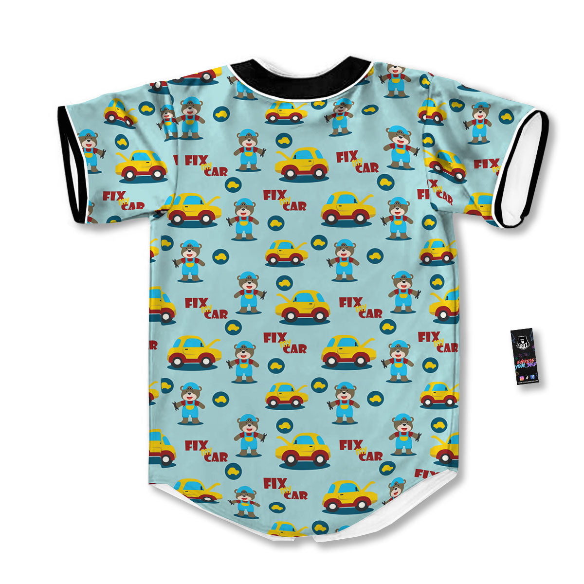 Mechanic Cartoon Print Pattern Baseball Jersey-grizzshop