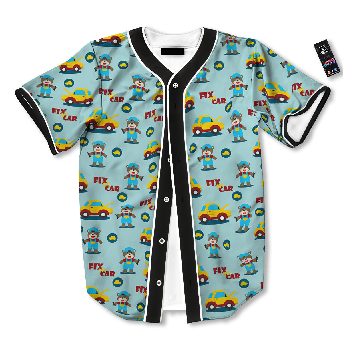 Mechanic Cartoon Print Pattern Baseball Jersey-grizzshop