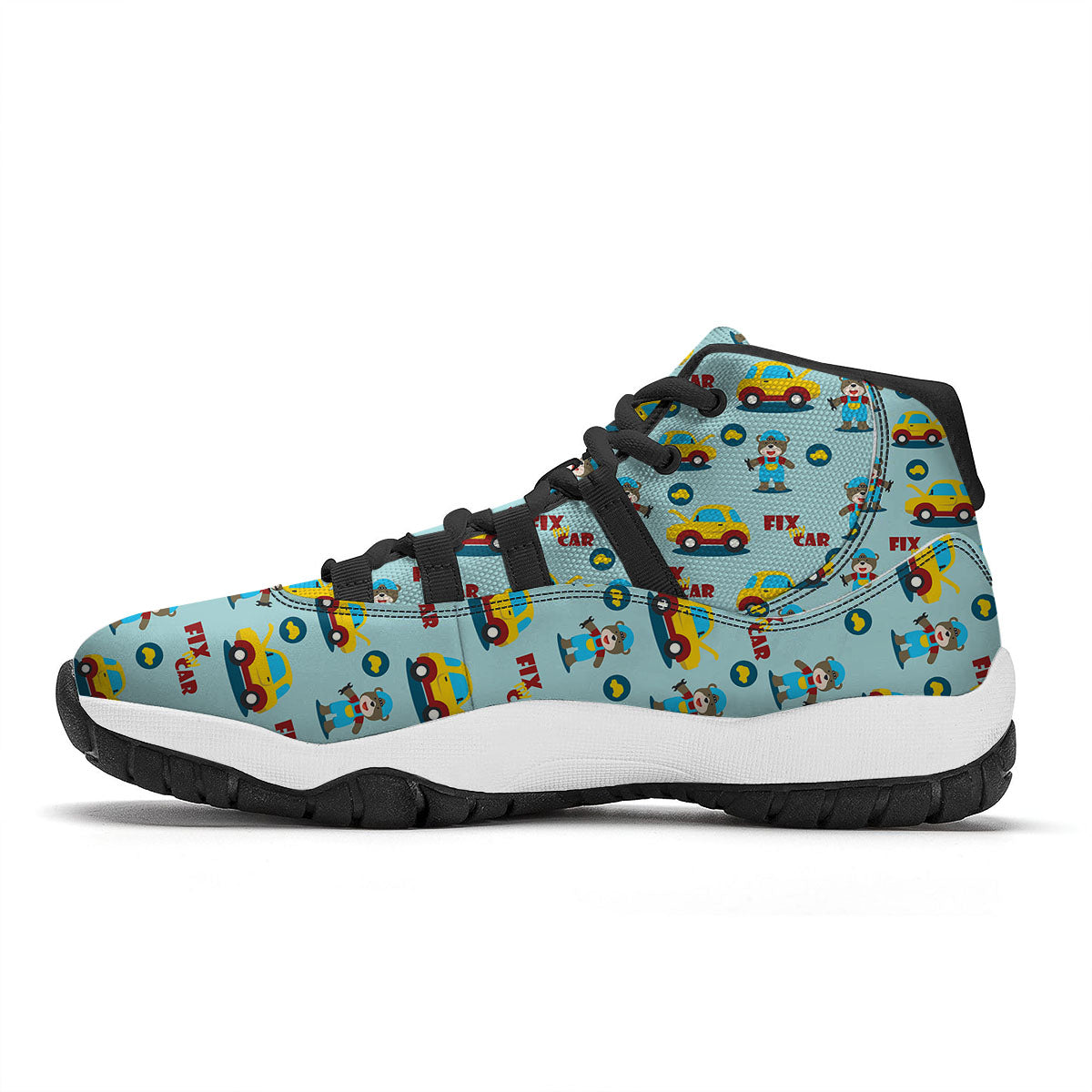 Mechanic Cartoon Print Pattern Black Bball Shoes-grizzshop