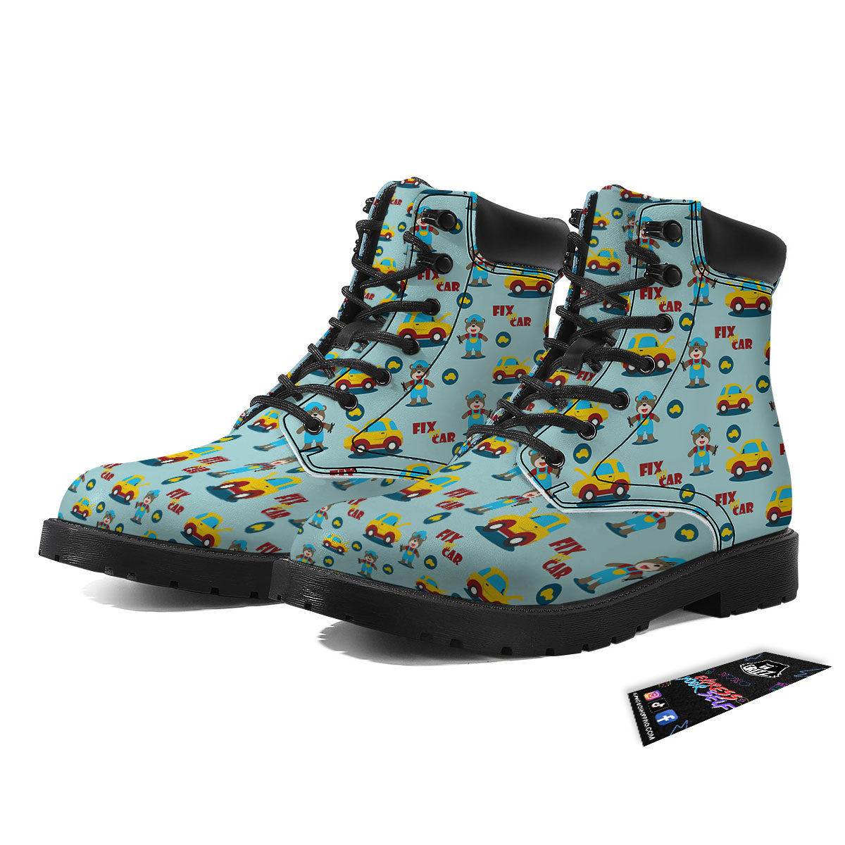 Mechanic Cartoon Print Pattern Boots-grizzshop