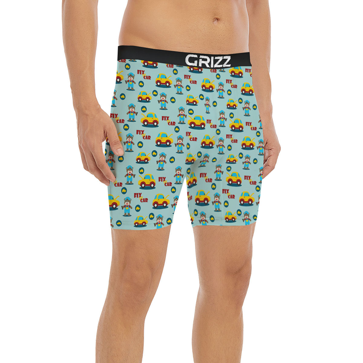 Mechanic Cartoon Print Pattern Boxer Briefs-grizzshop