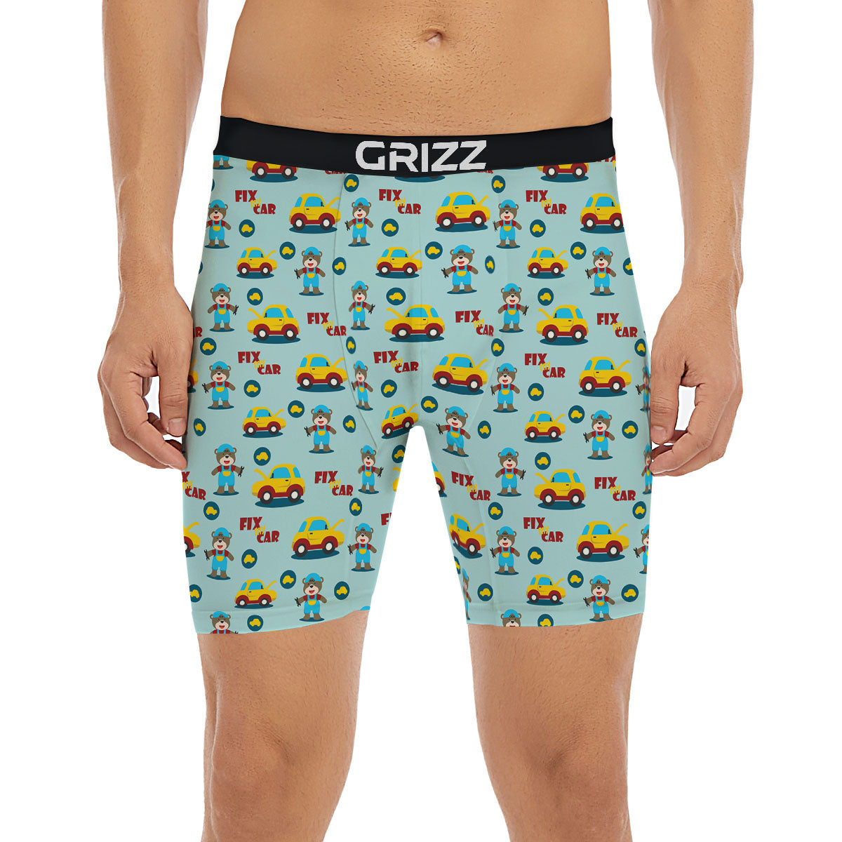 Mechanic Cartoon Print Pattern Boxer Briefs-grizzshop