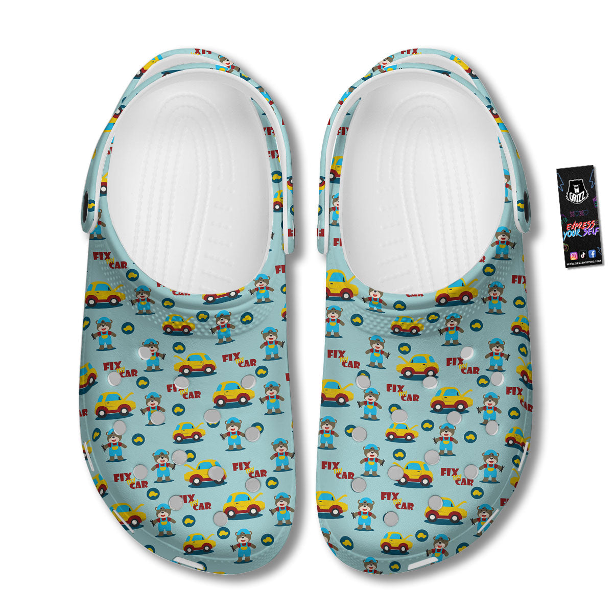 Mechanic Cartoon Print Pattern Clog-grizzshop