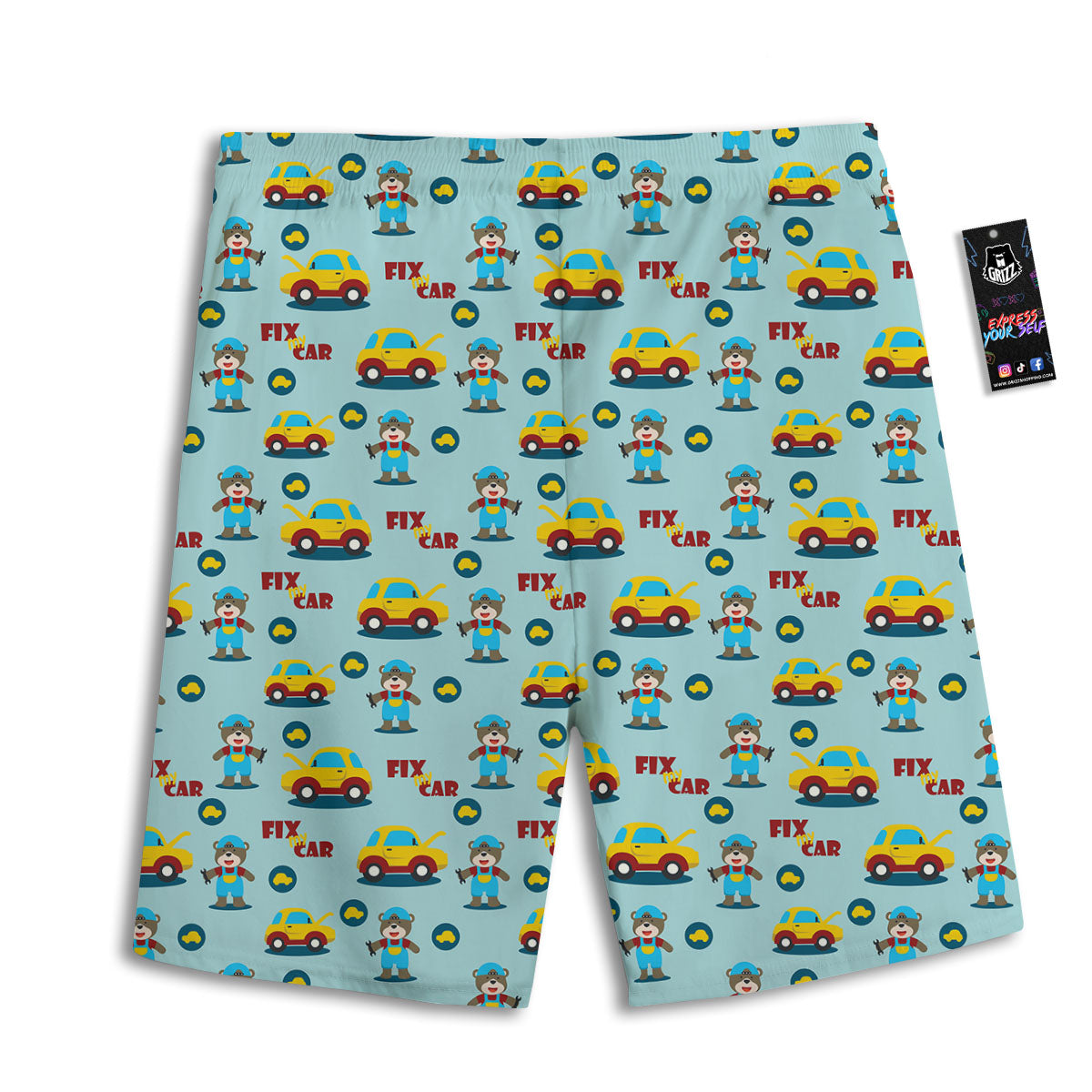 Mechanic Cartoon Print Pattern Men's Athletic Shorts