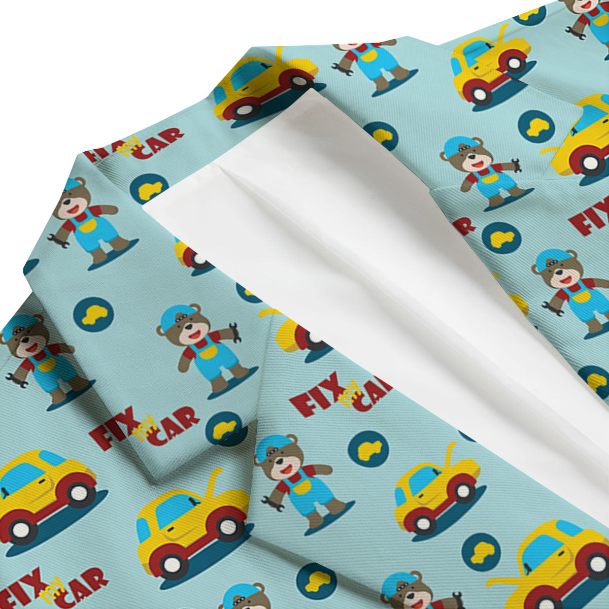 Mechanic Cartoon Print Pattern Men's Blazer-grizzshop