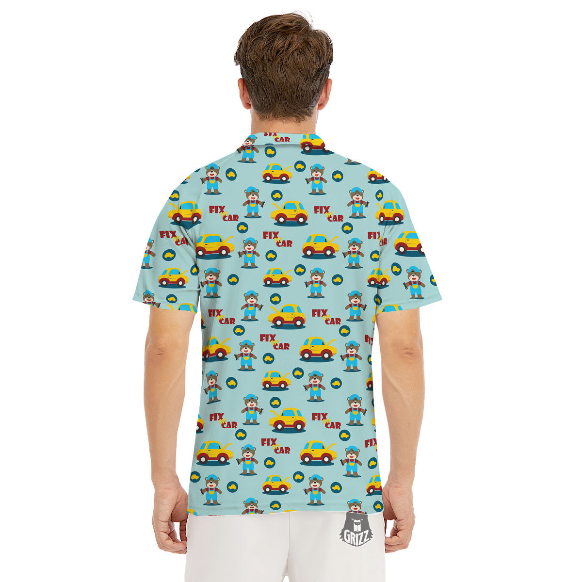 Mechanic Cartoon Print Pattern Men's Golf Shirts-grizzshop