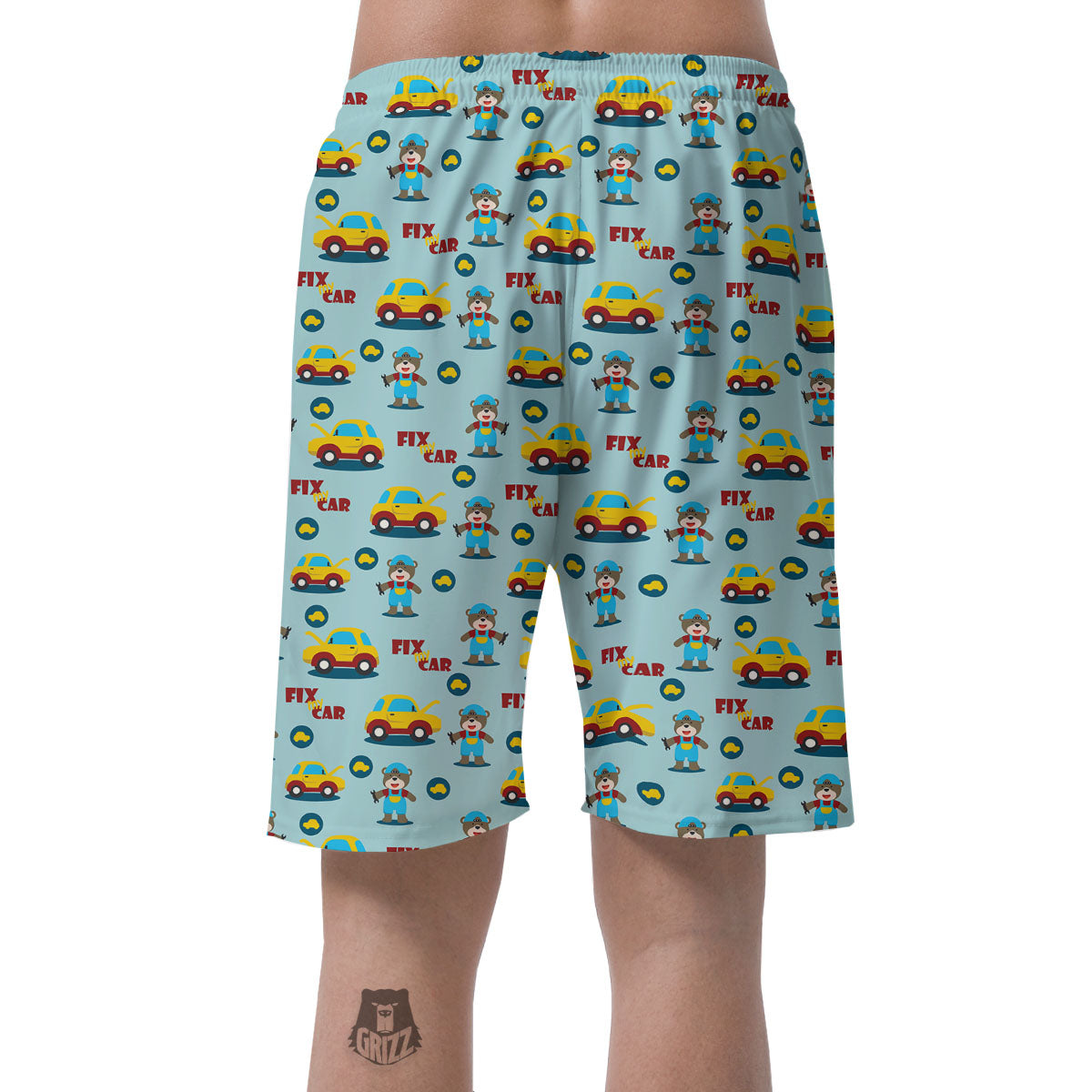 Mechanic Cartoon Print Pattern Men's Shorts-grizzshop