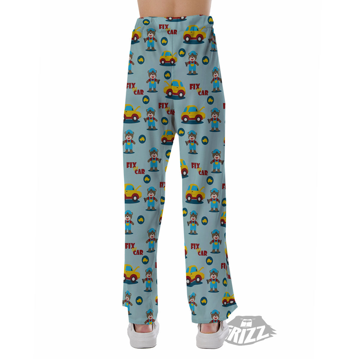 Mechanic Cartoon Print Pattern Pajama Pants-grizzshop
