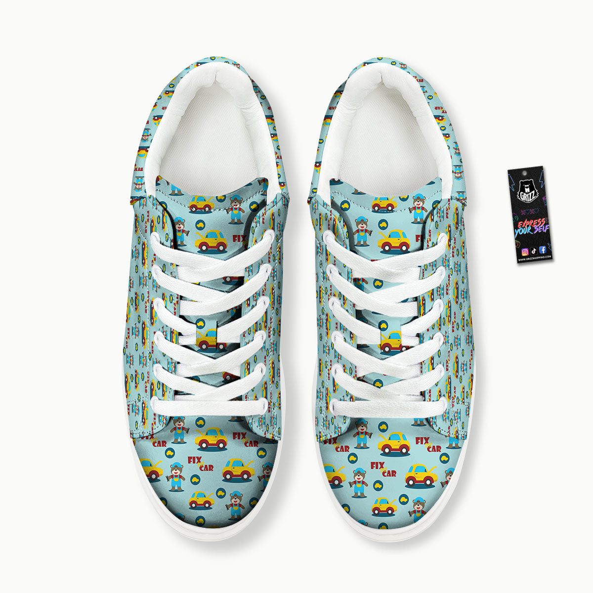 Mechanic Cartoon Print Pattern Platform Shoes-grizzshop