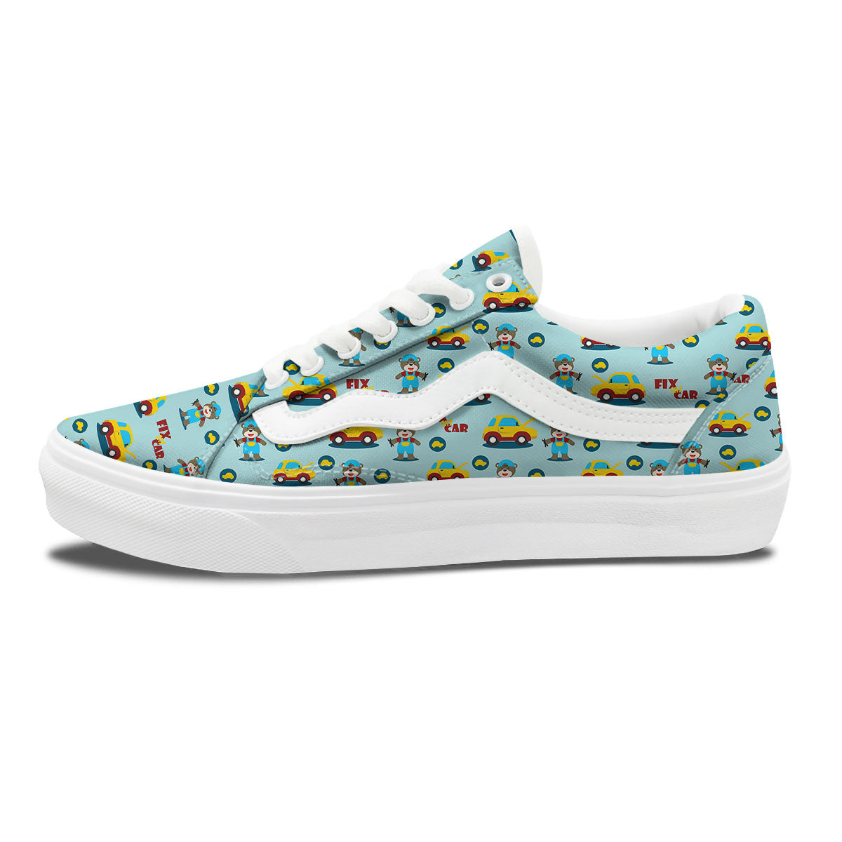 Mechanic Cartoon Print Pattern Skate Shoes-grizzshop