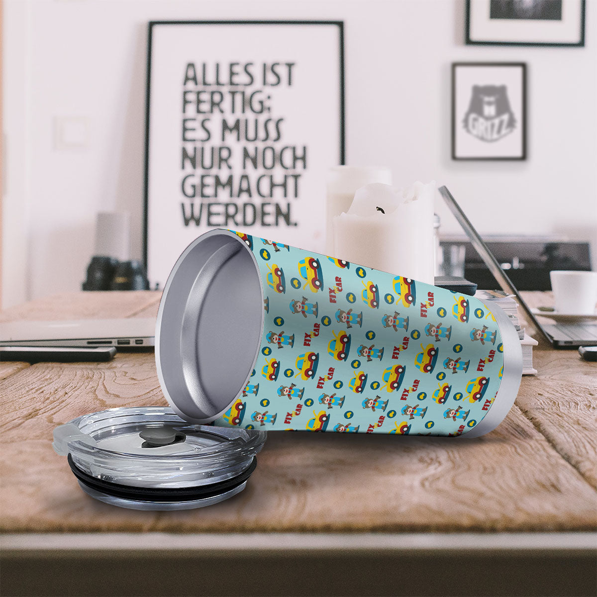 Mechanic Cartoon Print Pattern Tumbler-grizzshop