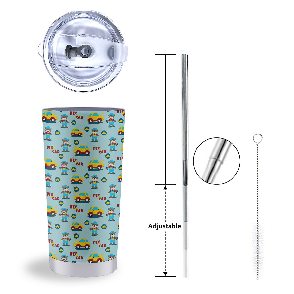 Mechanic Cartoon Print Pattern Tumbler-grizzshop