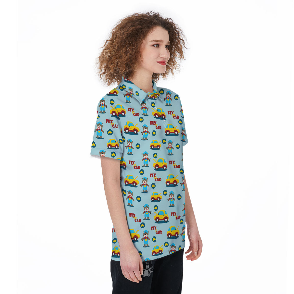 Mechanic Cartoon Print Pattern Women's Golf Shirts-grizzshop