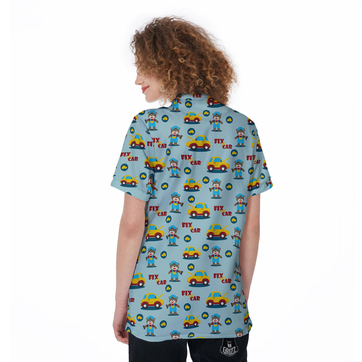 Mechanic Cartoon Print Pattern Women's Golf Shirts-grizzshop