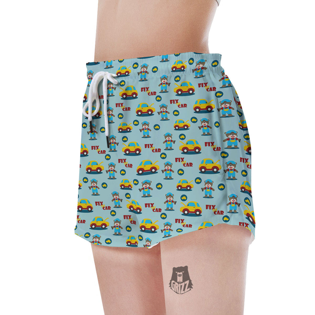 Mechanic Cartoon Print Pattern Women's Shorts-grizzshop