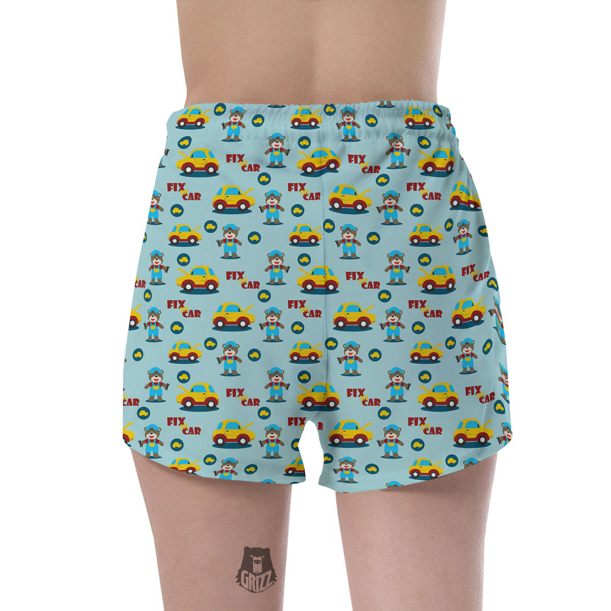 Mechanic Cartoon Print Pattern Women's Shorts-grizzshop