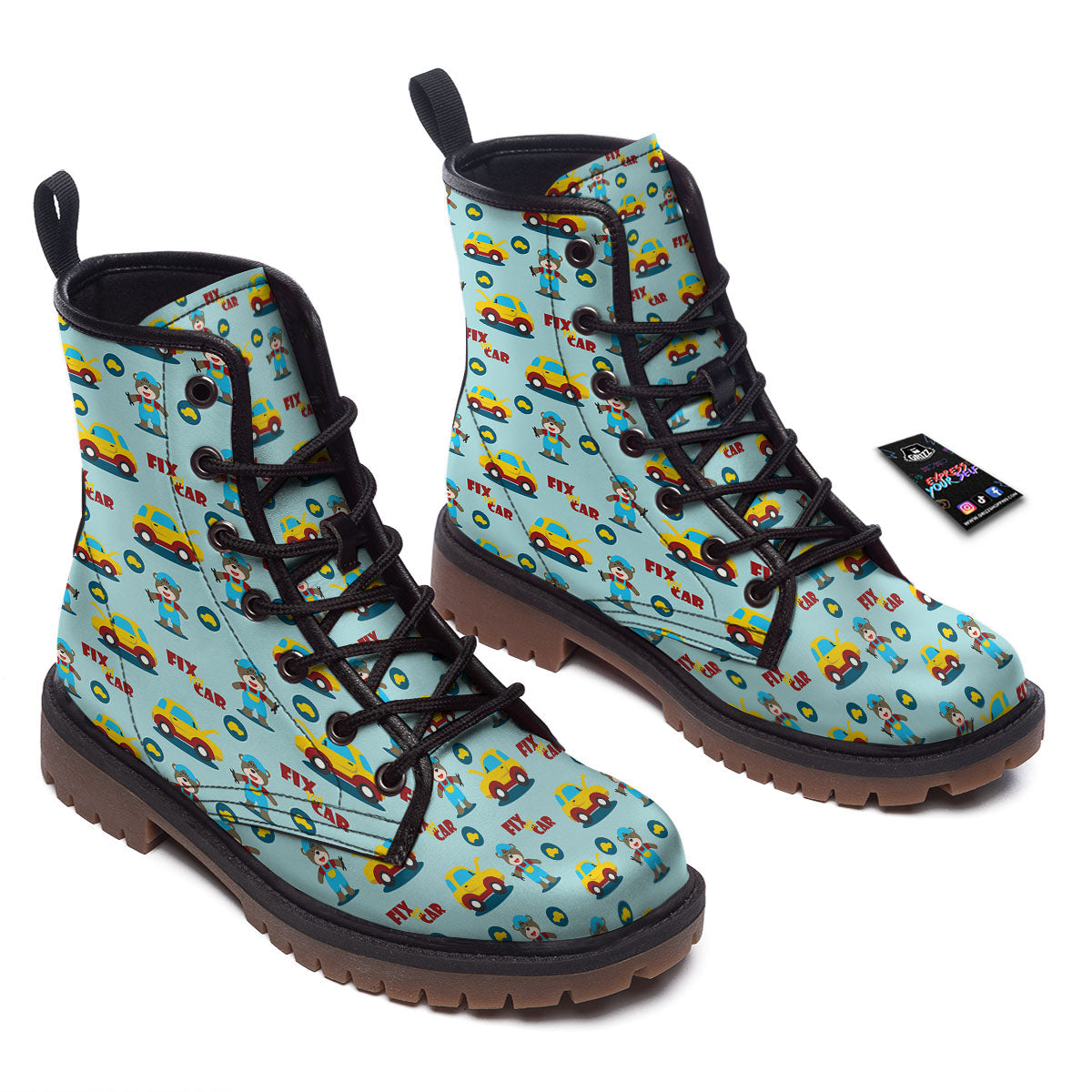 Mechanic Cartoon Print Pattern Work Boots-grizzshop