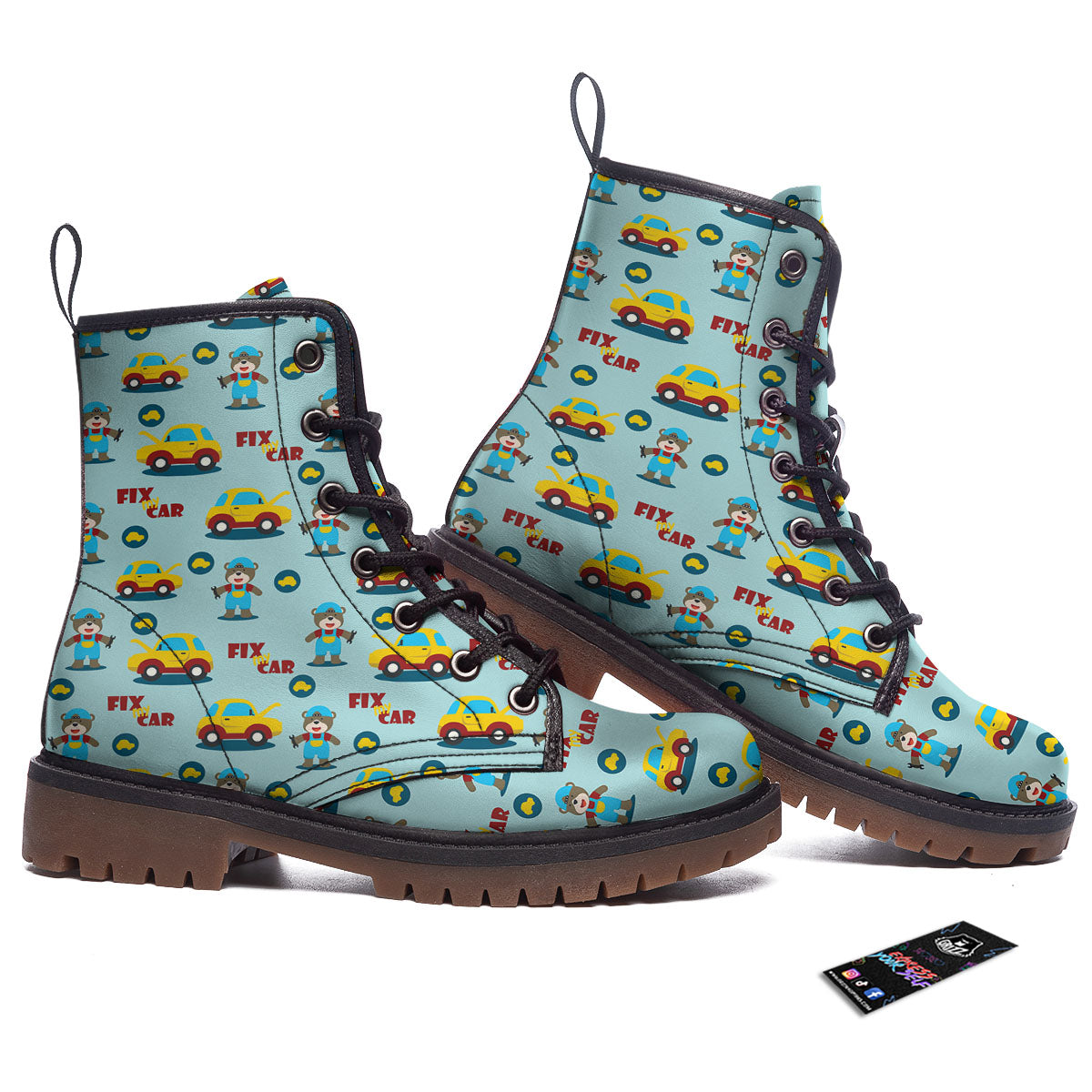 Mechanic Cartoon Print Pattern Work Boots-grizzshop