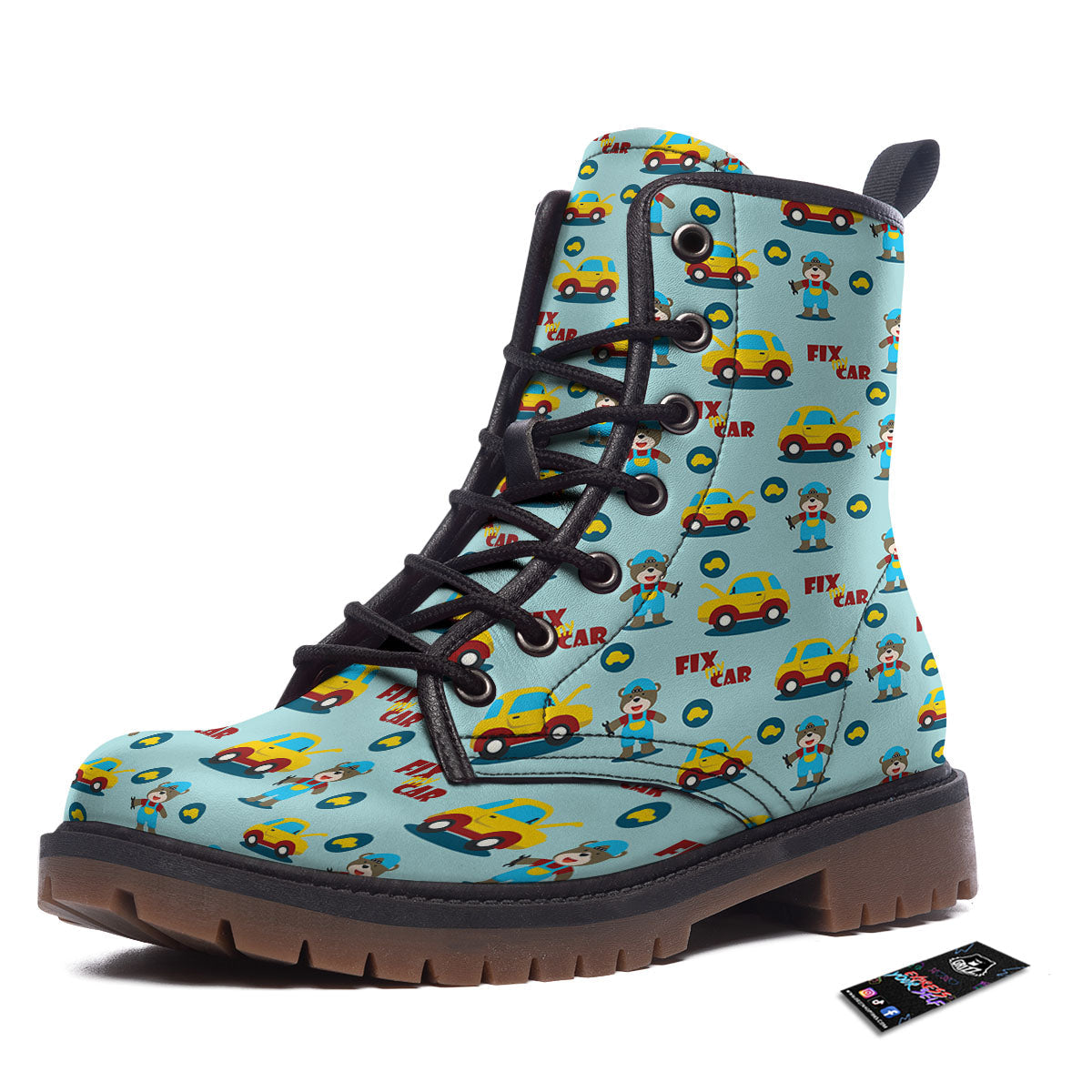 Mechanic Cartoon Print Pattern Work Boots-grizzshop