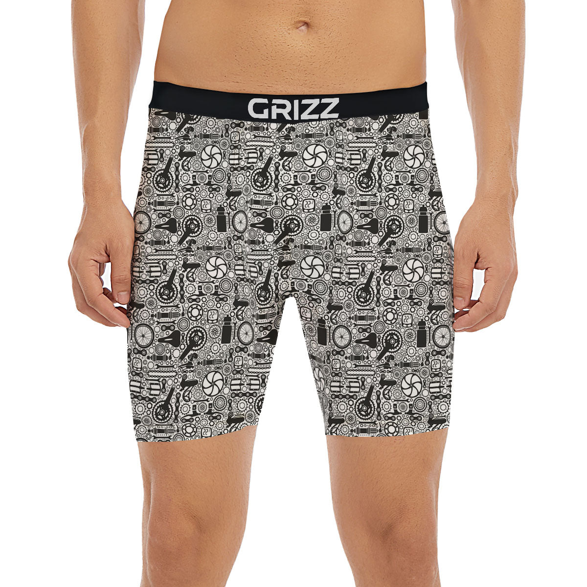 Mechanic White And Black Print Pattern Boxer Briefs-grizzshop