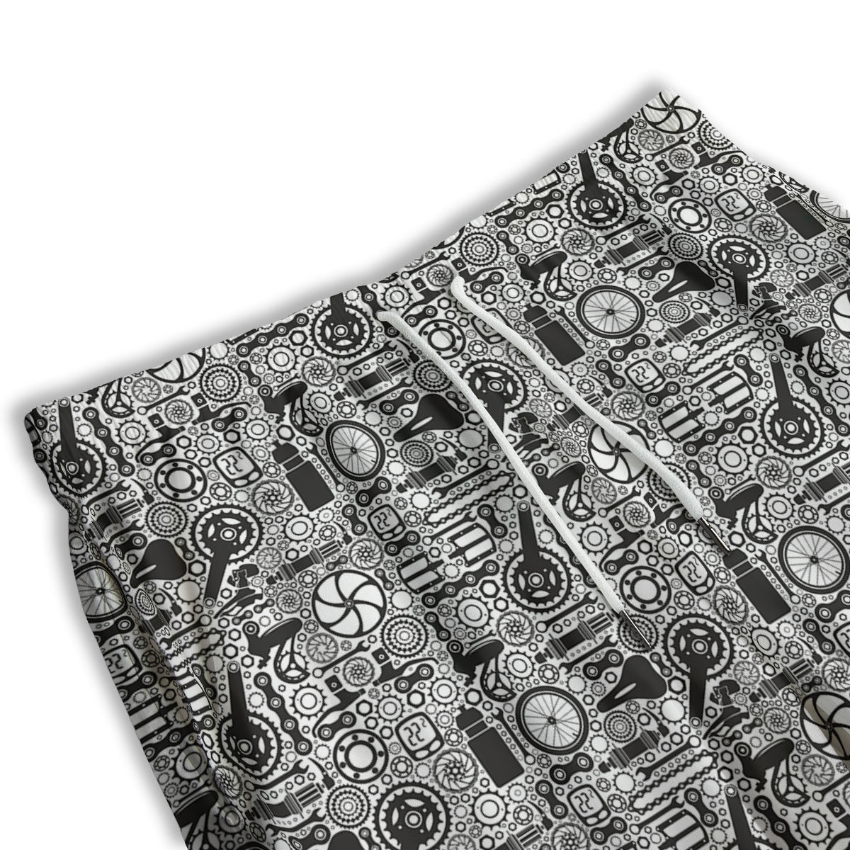 Mechanic White And Black Print Pattern Men's Athletic Shorts