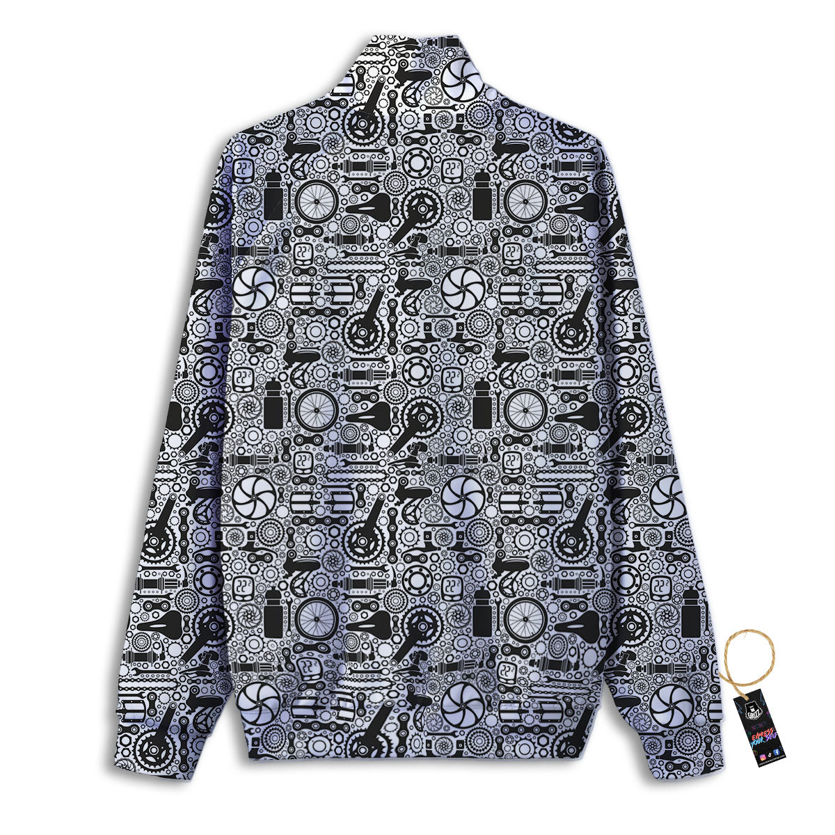 Mechanic White And Black Print Pattern Track Jacket-grizzshop