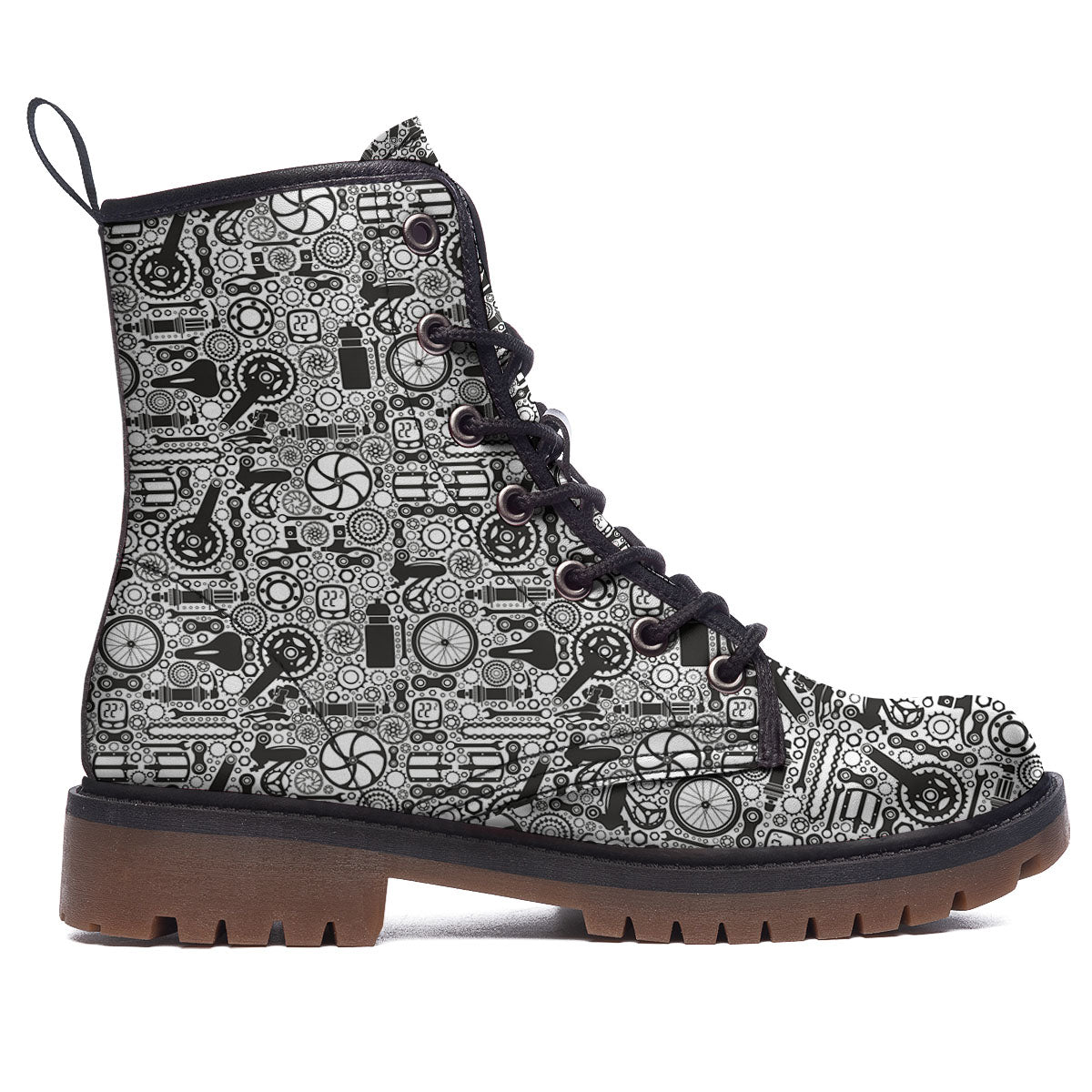 Mechanic White And Black Print Pattern Work Boots-grizzshop