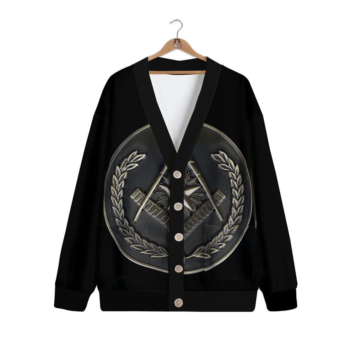 Medal Freemasonry Print Cardigan-grizzshop