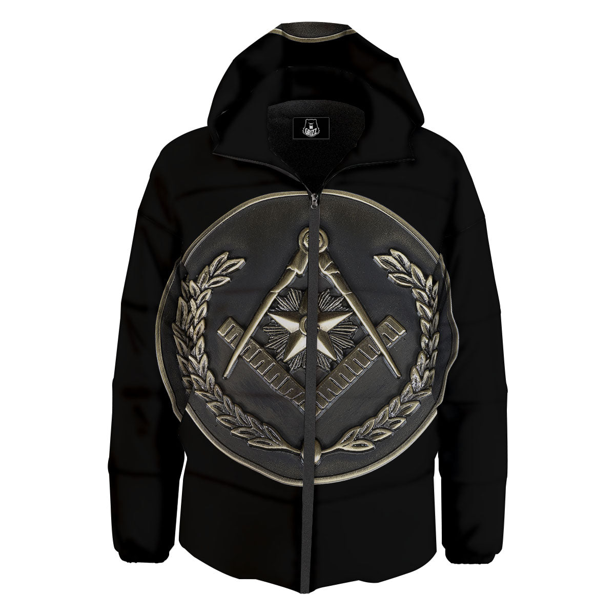 Medal Freemasonry Print Down Jacket-grizzshop