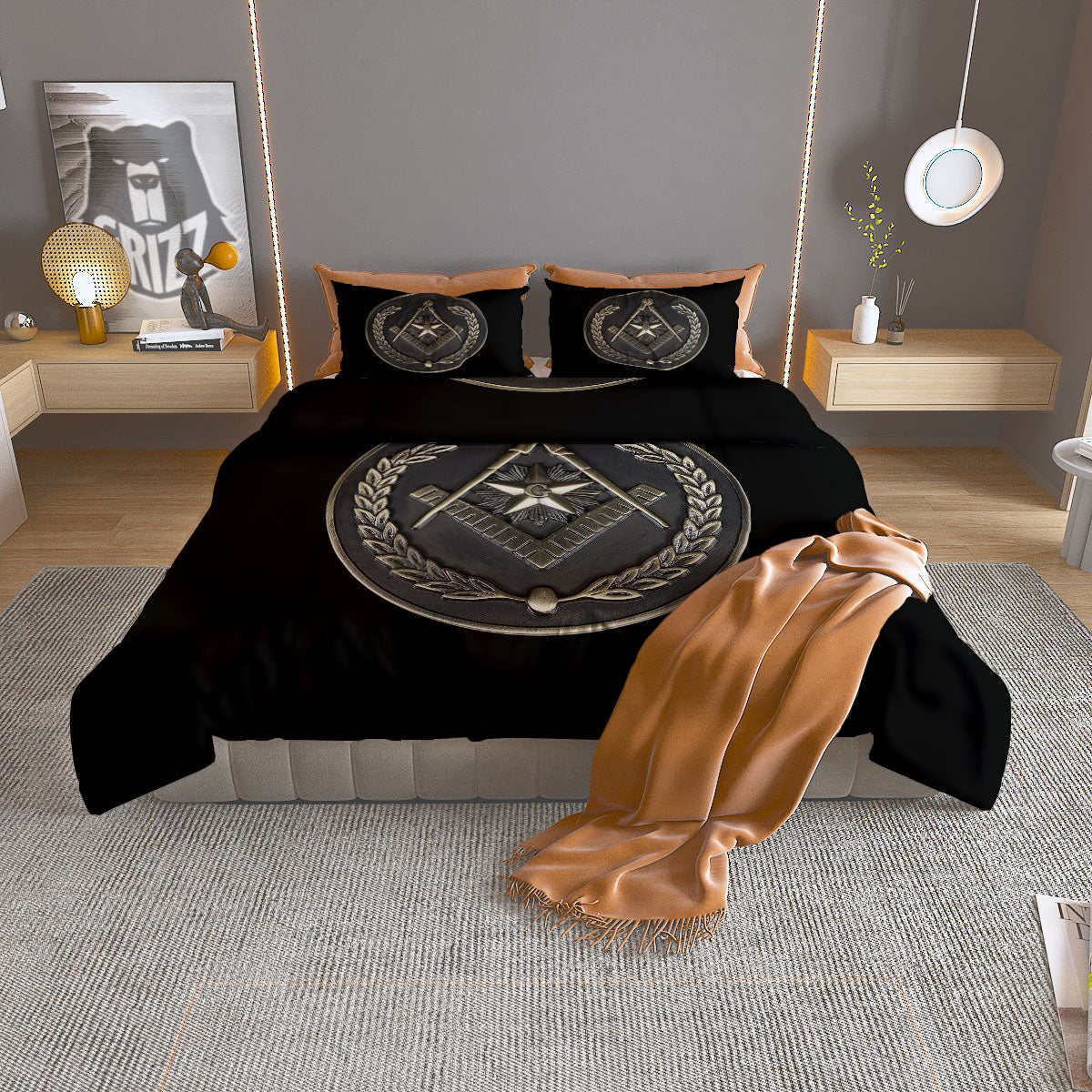 Medal Freemasonry Print Duvet Cover Bedding Set