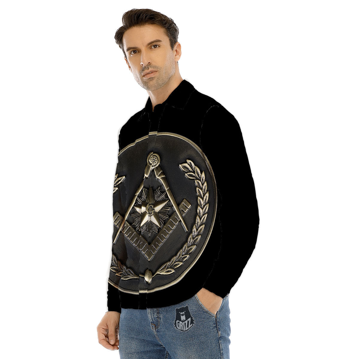 Medal Freemasonry Print Men's Dress Shirts-grizzshop