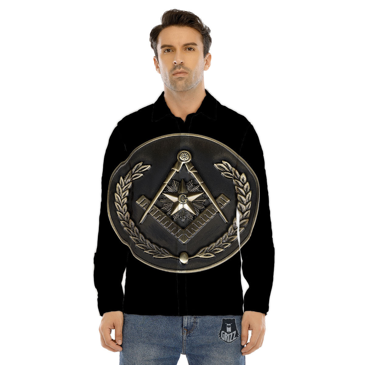 Medal Freemasonry Print Men's Dress Shirts-grizzshop