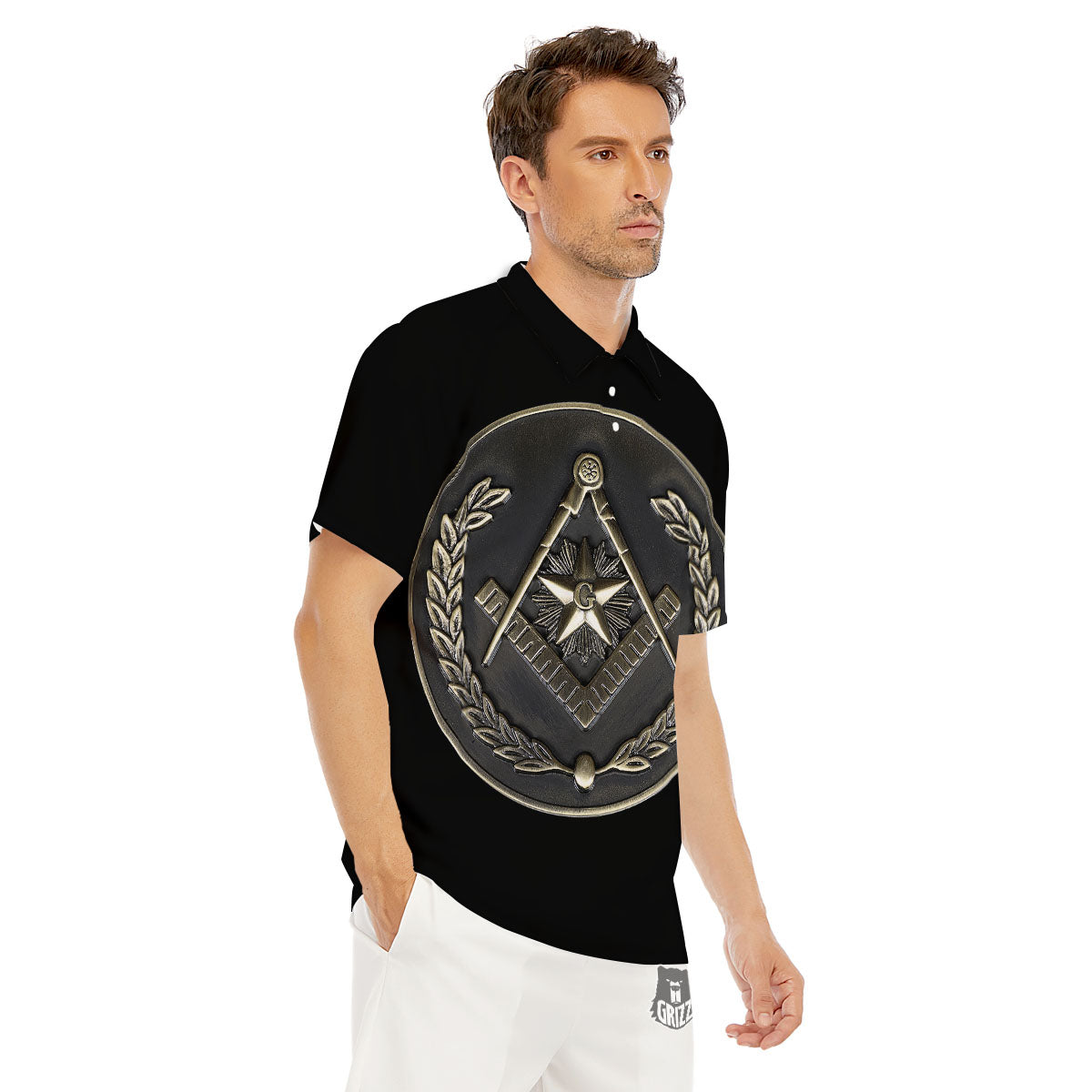 Medal Freemasonry Print Men's Golf Shirts-grizzshop