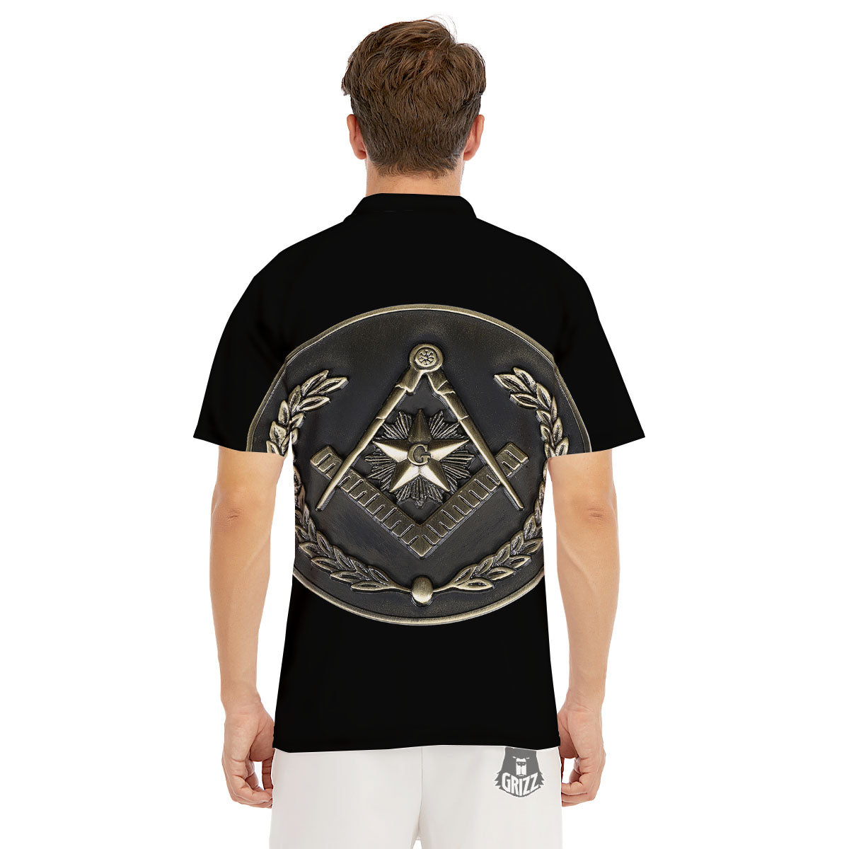 Medal Freemasonry Print Men's Golf Shirts-grizzshop