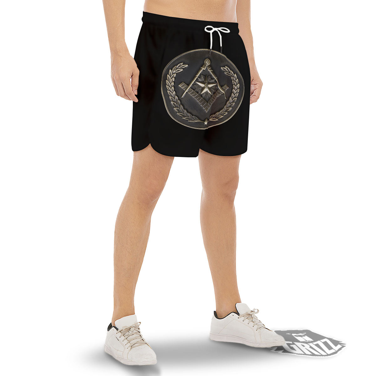 Medal Freemasonry Print Men's Gym Shorts-grizzshop