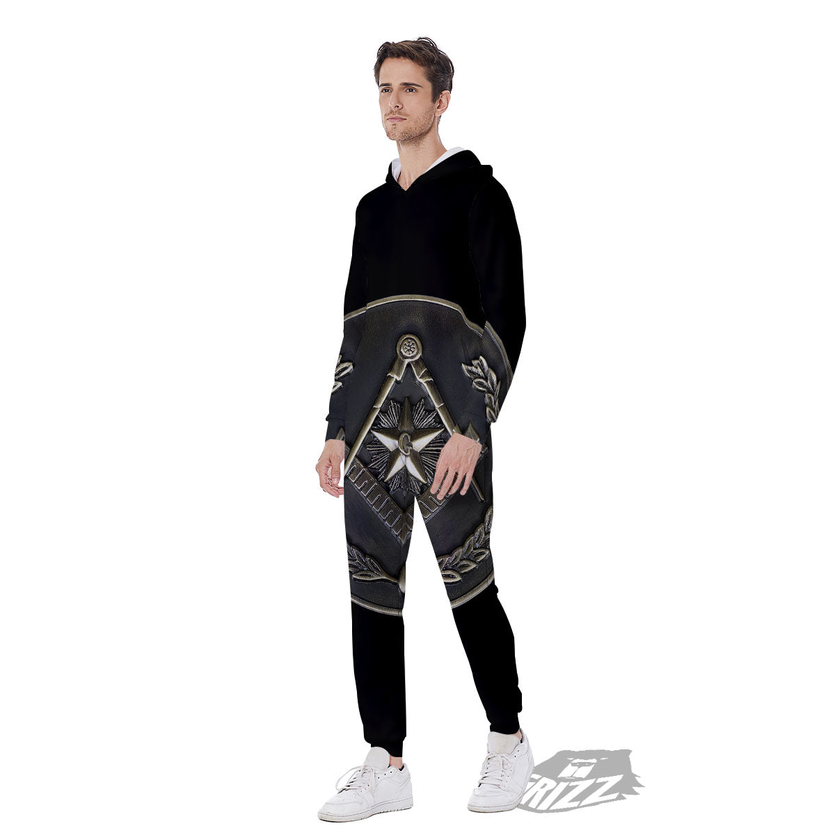 Medal Freemasonry Print Men's Jumpsuit-grizzshop