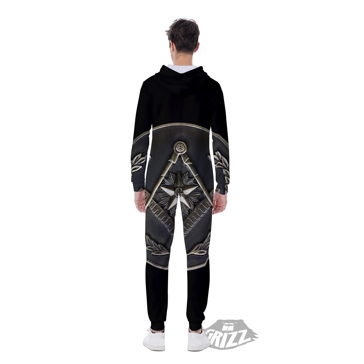 Medal Freemasonry Print Men's Jumpsuit-grizzshop