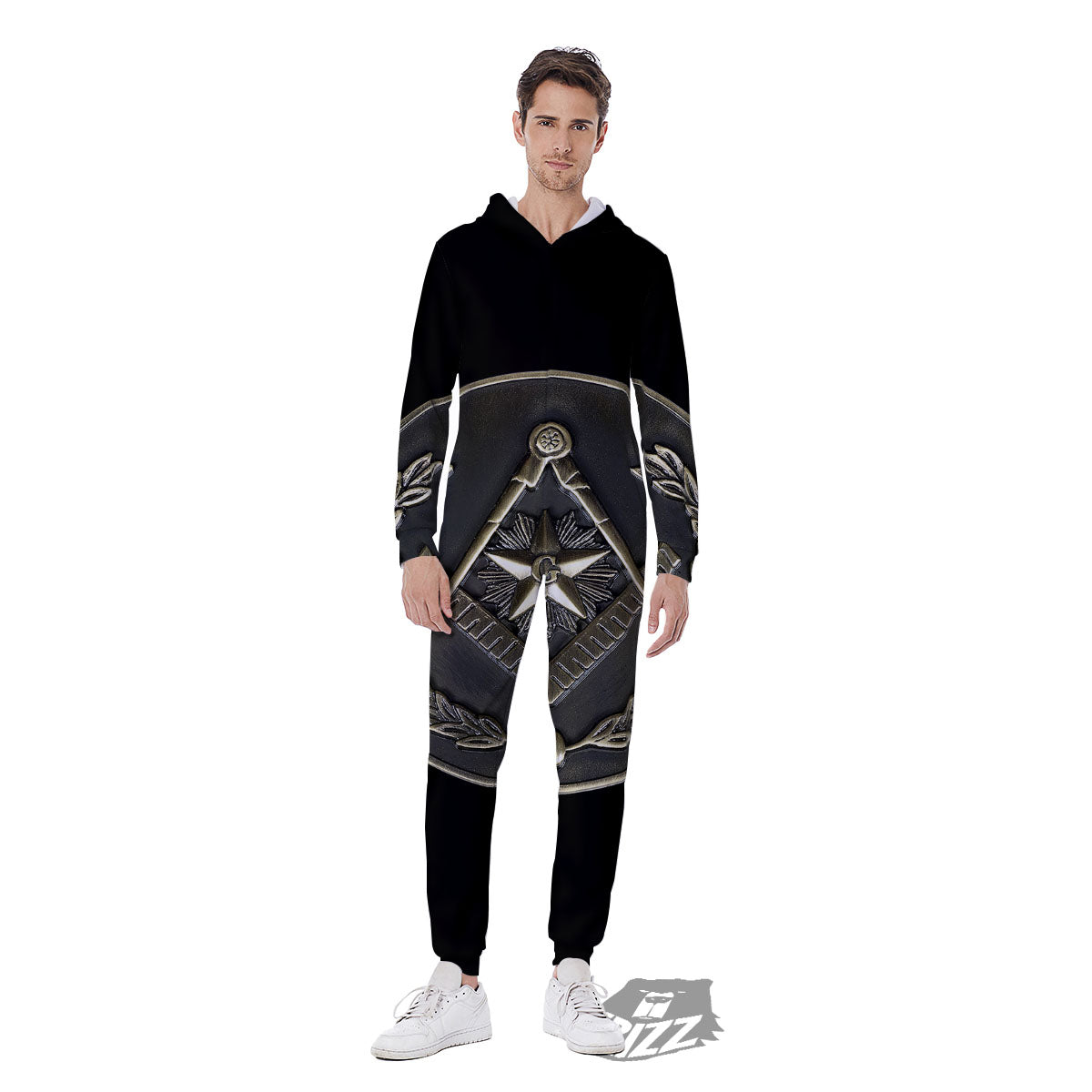 Medal Freemasonry Print Men's Jumpsuit-grizzshop