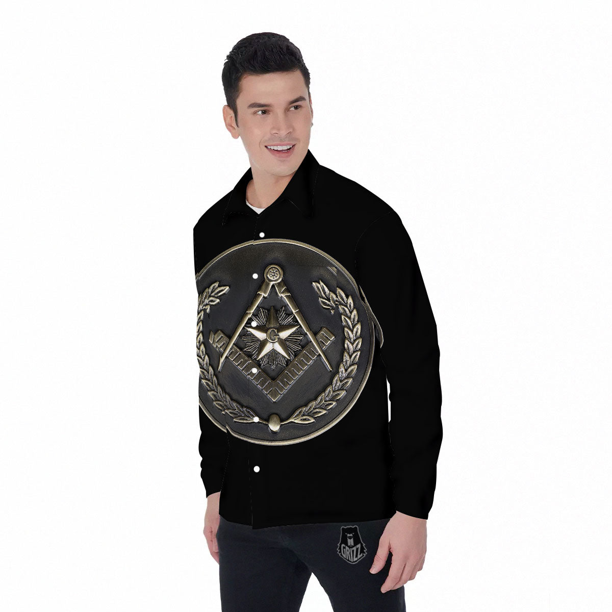 Medal Freemasonry Print Men's Long Sleeve Shirts-grizzshop