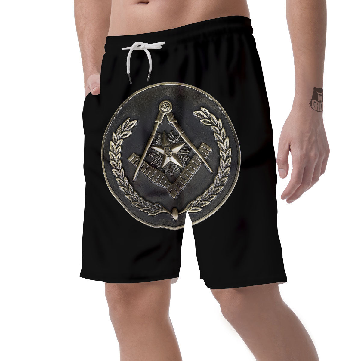 Medal Freemasonry Print Men's Shorts-grizzshop